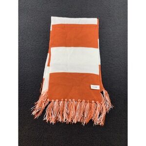 Sport Tek Orange White Stripe Scarf Fringe‎ Knit Winter Warm